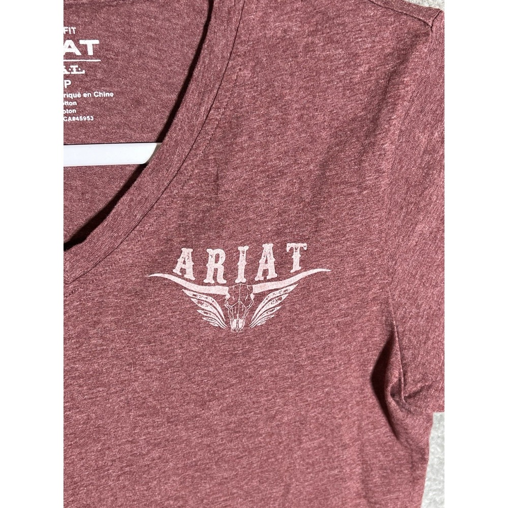 Ariat REAL Relaxed Fit Longhorn Short Sleeve Tee Womens Size XS Cotton T-Shirt - Picture 8 of 10